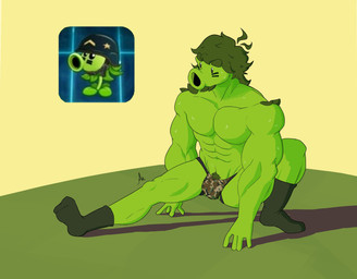 abs big_muscles bodily_fluids bottomwear bulge camo camo_bottomwear camo_clothing camo_print clothed clothing exercise footwear green_body green_hair green_pubes hair jockstrap male muscular muscular_humanoid muscular_male open_mouth pattern_bottomwear pattern_clothing pecs plant pubes siphon_(anatomy) solo sweat topless underwear workout furrz electronic_arts plants_vs._zombies popcap_games elemental_creature elemental_humanoid flora_fauna humanoid mega_gatling_pea_(pvz) peashooter_(pvz) plant_humanoid 2022 hi_res