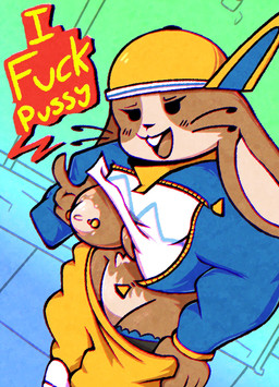 anthro areola baseball_cap big_breasts black_eyes black_nose bottomwear breasts buckteeth clothing dialogue empty_eyes eyelashes female flashing floppy_ears front_view hat headgear headwear looking_at_viewer lop_ears nipple_piercing nipples one_breast_out open_mouth open_smile pants piercing pink_areola pink_nipples smile solo speech_bubble teeth text whiskers wide_hips yellow_bottomwear yellow_clothing yellow_pants zipper kumoken how_to_be_cool peeb_(piemations) lagomorph leporid mammal rabbit hi_res