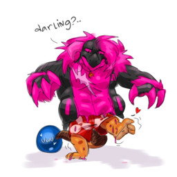 anthro bottom_swap clothing confusion dialogue different_legs gold_(metal) gold_jewelry heart_symbol humor jewelry magenta_body male scar size_difference slime solo yellow_body suchlambada17 mythology nintendo pokemon neeco_neecoola ampharos dragon generation_2_pokemon goo_creature hybrid mythological_creature mythological_scalie pokemon_(species) scalie 1:1