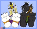 anthro duo feet foot_fetish foot_focus male male/male paws soles toes graybluestudios bandai_namco digimon canid digimon_(species) mammal taomon character_request tagme