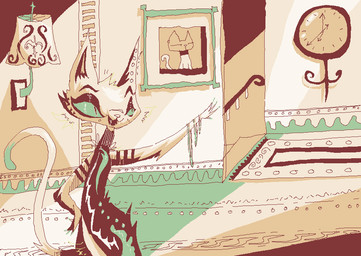 anthro clock clothed clothed_female clothing detailed_background dress female inside jewelry open_mouth open_smile portrait_(object) smile solo naircat domestic_cat felid feline felis mammal 2017 digital_drawing_(artwork) digital_media_(artwork) microsoft_paint_(artwork)