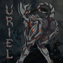 2_horns armored_body backsack balls bent_over butt carapace claws detailed_background eyeless faceless genitals grey_body hand_on_butt hand_on_knee hand_on_leg horn looking_back male not_furry orange_glow presenting presenting_hindquarters rear_view solo spikes stylized_text tail text the_architect_032 digital_extremes tencent warframe uriel_(warframe) demon humanoid warframe_(species) 1:1 hi_res