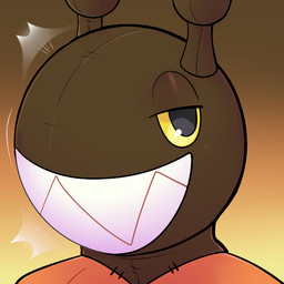 antennae_(anatomy) anthro bedroom_eyes bite gradient_background impact_lines lidded_eyes looking_at_viewer male narrowed_eyes plushie seam_(sewing) seductive sharp_teeth simple_background smile solo stitch_(sewing) teeth toothy_grin yellow_sclera rindeadsong nintendo pokemon ax&l_(crowbrainer) animate_inanimate farigiraf generation_2_pokemon generation_9_pokemon girafarig giraffe giraffid hybrid_pokemon living_plushie mammal pokemon_(species) 1:1 headshot_portrait icon portrait