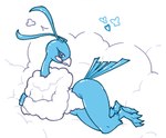 anthro avian_feet beak blue_body breast_squish breasts cloud cloud_censor cotton feathers female long_neck lying non-mammal_breasts on_side solo squish tail tail_feathers thick_thighs white_beak wide_hips heartear18 nintendo pokemon altaria avian bird generation_3_pokemon pokemon_(species) blue_and_white monochrome