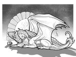 ambiguous_gender claws duo feral horn membrane_(anatomy) membranous_wings scales spines tail wings natoli european_mythology mythology dragon mythological_creature mythological_scalie scalie western_dragon 2021 absurd_res digital_media_(artwork) hi_res monochrome