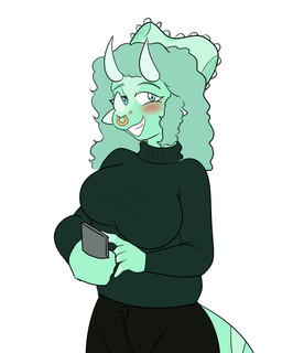3_horns anthro big_breasts blush blush_lines breasts cellphone clothing electronics eyelashes facial_horn facial_piercing female fingers frill_(anatomy) furgonomic_piercing furgonomics green_clothing green_sweater green_topwear hair horn long_hair long_tail looking_at_viewer multi_horn muzzle_piercing nose_horn nose_piercing nose_ring phone piercing ring_piercing simple_background smartphone smile solo sweater tail teal_eyes topwear turquoise_body turquoise_hair turquoise_scales white_background arsenic_iii goodbye_volcano_high ko_op_(game_developer) leslie_(gvh) ceratopsian ceratopsid chasmosaurine dinosaur marginocephalian ornithischian prehistoric_species reptile scalie triceratops 2025 4:5 digital_drawing_(artwork) digital_media_(artwork) hi_res