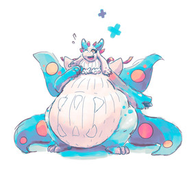 3_toes 4_fingers ambiguous_anthro ambiguous_gender anthro belly big_belly biped blue_body blue_markings blue_membrane blue_spots blue_wings bodily_fluids countershading feet fingers flying_sweatdrops huge_belly markings membrane_(anatomy) obese obese_ambiguous obese_anthro open_mouth open_smile orange_spots overweight overweight_ambiguous overweight_anthro smile solo spots standing sweat sweatdrop thick_thighs toes white_body white_countershading wings miluinaoxie mythology minaata_(miluinaoxie) aquatic aquatic_dragon cetacean dragon fish hybrid mammal manta_ray mythological_creature mythological_scalie ray_(fish) scalie whale 2022 colored colored_sketch digital_media_(artwork) digital_painting_(artwork) hi_res painting_(artwork) sketch
