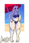 beach bra breasts clothing female fur hand_on_hip horn long_ears looking_at_viewer panties red_eyes simple_background small_tail solo standing tail underwear white_background white_body white_fur ceeytin undertale undertale_(series) toriel bovid caprine goat mammal 2025 digital_media_(artwork) hi_res shaded