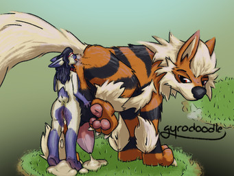 anal anthro anthro_on_feral balls bestiality big_balls big_penis bodily_fluids claws collar collar_only cum cum_drip cum_in_ass cum_inside cum_on_ground dipstick_ears dripping drooling duo ear_markings erection excessive_cum excessive_genital_fluids eyewear female female_on_feral female_penetrating female_rimming_male feral fluffy fur genital_fluids genitals glasses hair huge_balls huge_penis interspecies larger_feral larger_male male male/female male_feral male_penetrated multicolored_ears nude onomatopoeia open_mouth oral penetration penis quadruped rimming rimming_male saliva sex simple_background size_difference smaller_anthro sound_effects tail text tongue tongue_out tongue_penetration white_body white_fur gyrodoodle nintendo pokemon mabel_frost arcanine canid canine generation_1_pokemon lagomorph leporid mammal pokemon_(species) rabbit 4:3 hi_res