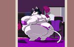 anthro belly big_belly big_breasts big_butt black_hair bra breasts butt calorie catti_(deltarune) cellulite cleavage cleavage_overflow clothed clothing deltarune detailed_background digital_media_(artwork) domestic_cat doorway felid feline felis female frown fur hair highlights_(coloring) huge_breasts huge_butt huge_hips huge_thighs looking_at_viewer looking_back love_handles mammal morbidly_obese morbidly_obese_anthro morbidly_obese_female obese obese_anthro obese_female overweight overweight_anthro overweight_female panties pillarbox pixel_(artwork) purple_highlights rear_view short_hair skimpy solo standing thick_thighs three-quarter_view undertale_(series) underwear whiskers white_body white_fur wide_hips yellow_sclera