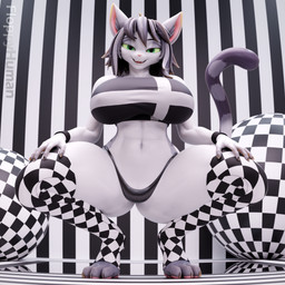 anthro athletic breasts clothing crouching female legwear looking_at_viewer solo stockings floppyhuman valorlynz_(modeler) mica_(zyndet_fierfly) felid mammal 1:1 3d_(artwork) absurd_res digital_media_(artwork) hi_res
