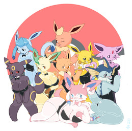 anthro anthrofied big_breasts big_butt black_body black_bow_tie black_clothing black_eyes black_fur black_leotard black_nose black_sclera blue_body blue_eyes blue_fur blue_scales blush blush_lines bodily_fluids bow_tie breasts brown_body brown_eyes brown_fur butt cat_smile cleavage clothed clothing dipstick_ears dipstick_tail ear_fins ear_markings eyelashes female fin fish_tail forehead_gem forked_tail front_view fur gem gloves_(marking) green_tail grey_clothing grey_legwear grey_thigh_highs group hand_on_hip head_tuft hip_tuft holding_object holding_sex_toy huge_breasts kneeling leg_markings legwear leotard looking_at_viewer looking_back looking_back_at_viewer lying male markings multicolored_ears navel_outline neck_tuft on_one_leg on_side one_eye_closed open_mouth open_smile orange_body orange_fur pawpads pink_body pink_fur pokeball pokeball_background pokemorph purple_body purple_fur rear_view red_body red_fur red_sclera scales sex_toy simple_background slightly_chubby smile socks_(marking) standing sweat sweatdrop tail tail_markings tan_body tan_fur thick_thighs thigh_highs tuft unusual_anatomy unusual_tail white_background white_body white_eyes white_fur wide_hips wink winking_at_viewer yellow_body yellow_fur yellow_markings mc233tkx nintendo pokemon eevee eeveelution espeon flareon generation_1_pokemon generation_2_pokemon generation_4_pokemon generation_6_pokemon glaceon jolteon leafeon pokemon_(species) sylveon umbreon vaporeon absurd_res hi_res