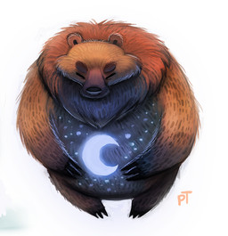 ambiguous_gender black_body black_fur brown_body brown_fur claws crescent_moon eyes_closed feral fur glowing glowing_markings humor markings moon pun simple_background solo visual_pun white_background piper_thibodeau bear black_bear mammal moon_bear ursine digital_media_(artwork) digital_painting_(artwork) painting_(artwork)