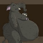 2019 anthro belly belly_tattoo big_belly breasts covering covering_crotch disney elephant elephantid female hand_on_breast hi_res huge_belly looking_at_viewer mammal nangi_(zootopia) navel nipples nude open_mouth outie_navel pregnant pregnant_anthro pregnant_female proboscidean side_view signature smile smiling_at_viewer solo standing tattoo trunk_tattoo tusks yauhasart zootopia