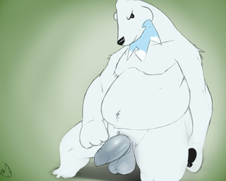 anthro anthrofied balls biped darkened_balls darkened_genitalia darkened_penis foreskin genitals green_background half-erect humanoid_genitalia humanoid_penis long_foreskin looking_at_viewer male nude overweight overweight_anthro overweight_male penis pokemorph saggy_balls simple_background solo standing unretracted_foreskin seyrmo nintendo pokemon bear beartic generation_5_pokemon mammal pokemon_(species) 5:4 digital_media_(artwork) signature source_request