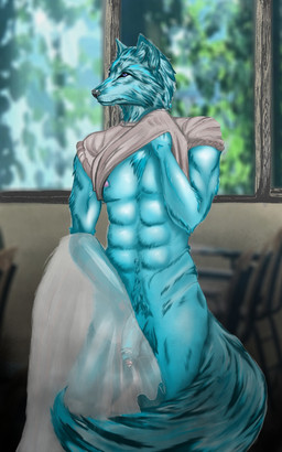 anthro balls classroom covering foreskin genitals half-erect humanoid_genitalia humanoid_penis male nude_modelling penis school solo vein veiny_penis canid canine canis domestic_dog mammal 5:8 digital_media_(artwork) hi_res