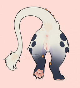anus claws clitoris female feral fur genitals pawpads pink_pawpads rear_view solo vulva white_body white_fur noodlethings mythology tora_(noodlethings) dragon mythological_creature mythological_scalie scalie hi_res