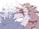 anthro black_body black_fur blush countershading duo fur hair male male/male white_hair sakuhuu lifewonders tokyo_afterschool_summoners seth_(tas) tadatomo_(tas) canid canine canis domestic_dog jackal mammal