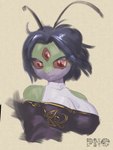 3_eyes antennae_(anatomy) anthro big_breasts black_clothing black_hair black_topwear breasts closed_smile clothed clothed_anthro clothed_female clothing eyelashes eyelashes_through_hair female female_anthro glistening glistening_eyes glistening_hair green_body green_skin hair looking_at_viewer mouth_closed multi_eye multicolored_body multicolored_skin pupils purple_body purple_skin red_eyes red_sclera simple_background sleeveless_sweater sleeveless_turtleneck slit_nostrils slit_pupils smile smiling_at_viewer solo text topwear translucent translucent_hair two_tone_body two_tone_skin white_clothing white_topwear pholewd starbound alien amphibian hylotl marine 2024 3:4 absurd_res artist_name bust_portrait digital_media_(artwork) digital_painting_(artwork) hi_res painting_(artwork) portrait watermark
