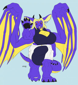 anthro big_breasts big_feet big_hands black_claws black_pawpads blonde_hair breasts buckteeth bulge claws digit_ring dragon_wings ear_piercing ear_ring fangs feet fur gem gynomorph hair horn intersex jewelry macro pawpads piercing plantigrade purple_body purple_fur rabbit_ears ring ring_piercing scales solo spiked_tail spikes spikes_(anatomy) tail teeth thick_thighs toe_ring toes wings kencougr mythology zilena dragon hybrid lagomorph leporid mammal mythological_creature mythological_scalie rabbit scalie hi_res