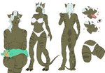 anthro big_breasts breasts claws clothed clothing facial_horn female green_body green_scales hair horn looking_at_viewer referense scales simple_background solo tail underwear emil-gee mythology diana_digma dragon mythological_creature mythological_scalie scalie hi_res