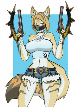5_fingers anthro big_breasts breasts brown_body brown_fur choker crop_t female fingers fur green_eyes holding_object holding_weapon humanoid_hands inner_ear_fluff jewelry mask midriff multicolored_body multicolored_fur navel necklace orange_body orange_fur solo striped_body striped_fur stripes tan_body tan_fur tuft weapon white_body white_fur dima_(artist) mihoyo zenless_zone_zero pulchra_fellini felid feline mammal thiren 2025 cel_shading colored digital_media_(artwork) hi_res portrait shaded three-quarter_portrait