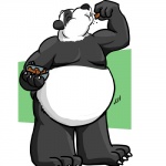 anthro eating male nude obese obese_anthro obese_male overweight overweight_anthro overweight_male solo zho bear giant_panda mammal 1:1