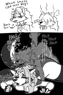 age_difference anthro balls big_breasts bodily_fluids breasts collar dialogue dominant dominant_young drool_on_other drooling_on_partner duo erection female fur genitals hair larger_female male male/female male_penetrating mature_anthro mature_female musk nude older_female open_mouth penetration penile penis saliva sex shota simple_background size_difference smaller_male tail text white_body white_fur young young_anthro young_male younger_male imierbenety hellaverse helluva_boss instant_loss_2koma mythology fan_character loona_(helluva_boss) stinky_wolf_boy canid canid_demon canine canis demon hellhound mammal mythological_canine mythological_creature wolf 2025 2:3 black_and_white comic crossover digital_drawing_(artwork) digital_media_(artwork) english_text greyscale hi_res monochrome screentone sketch