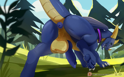 animal_genitalia animal_penis anus backsack balls big_balls blue_anus blue_body blue_penis bouncing_balls canine_genitalia canine_penis collar day erection feral forest genitals knot male non-mammal_balls outside penis plant puffy_anus raised_tail solo swinging swinging_penis tail tail_anus thick_tail tongue tongue_out tree mikeantilike_(artist) pandoraingrid_(artist) mythology mikes dragon mythological_creature mythological_scalie scalie 2d_animation animated hi_res high_framerate motion_tweening no_sound short_playtime video