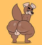 anthro ass_clapping backsack balls big_butt bouncing_balls bouncing_butt brown_body brown_fur butt button_ears floppy_ears fur genitals huge_butt male nude perineum solo tan_balls tan_perineum twerking acstlu kom_(komdog) canid canine canis domestic_dog mammal 2022 2d_animation animated frame_by_frame hi_res loop short_playtime