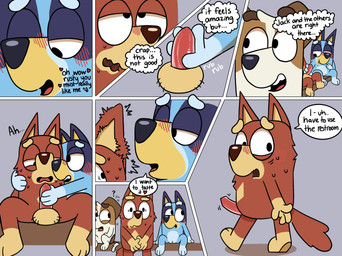 ahegao animal_genitalia animal_penis anthro bedroom_eyes bite biting_lip blue_body blue_fur blush bodily_fluids brown_body brown_fur canine_genitalia canine_penis covering covering_crotch covering_self dialogue embarrassed erection female forced fur fur_standing_on_end genitals gloves_(marking) group handjob humanoid_genitalia humanoid_vulva leg_markings looking_pleasured male male/female markings multicolored_body multicolored_fur narrowed_eyes nervous nervous_sweat penile penis red_body red_fur seductive sex sheath sitting socks_(marking) speech_bubble sweat tan_body tan_fur thought_bubble trio two_tone_body two_tone_fur vulva wavy_mouth whispering_in_ear white_body white_fur young young_anthro young_female young_male young_on_young festive0goat bluey_(series) bluey_heeler jack_russell_(bluey) rusty_(bluey) australian_cattle_dog australian_kelpie canid canine canis cattledog domestic_dog herding_dog hunting_dog jack_russell_terrier mammal pastoral_dog sheepdog terrier comic hi_res