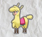 2021 alpaca camelid carpet cloven_hooves digital_media_(artwork) female feral hi_res hitsuji hooves looking_at_viewer mammal paprika_paca_(tfh) purple_eyes solo them's_fightin'_herds yellow_body