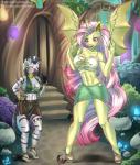 2019 alicorn_amulet anthro anthrofied bat_pony bat_wings body_size_growth breasts cleavage clothed clothing draltruist duo equid equine feathers female flutterbat_(mlp) fluttershy_(mlp) friendship_is_magic glowing hasbro horn larger_female magic mammal membrane_(anatomy) membranous_wings my_little_pony mythological_creature mythological_equine mythology neck_ring nipple_outline piercing red_eyes size_difference size_transformation smaller_female text torn_clothing transformation url winged_unicorn wings zebra zecora_(mlp)