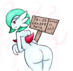 ambiguous_gender big_butt butt cactuscacti english_text gardevoir looking_at_viewer looking_back nintendo pokémon red_eyes sign text video_games
Rating: Questionable
Score: 1
User: Juni221
Date: March 12, 2014