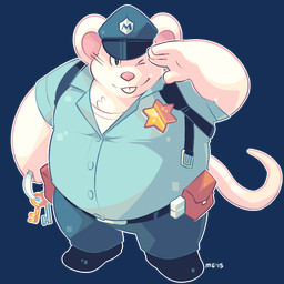 anthro belly bottomwear clothing fur hat headgear headwear humanoid_hands male one_eye_closed overweight overweight_anthro overweight_male pants pink_nose police police_uniform shirt solo topwear uniform white_body white_fur wink greenendorf bandai_namco mappy mappy_(character) house_mouse mammal mouse murid murine rodent 2015 alpha_channel