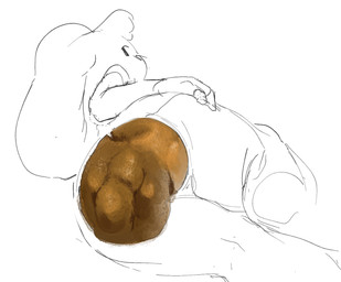 anthro anus butt excessive_feces feces floppy_ears fur hand_on_butt hand_on_own_butt head_tuft hyper hyper_feces looking_at_viewer looking_back looking_back_at_viewer lying male male_pooping nude nude_anthro nude_male on_side pooping scatplay simple_background solo tuft tiosqr lagomorph leporid mammal rabbit monochrome