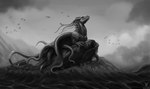 black_white concept feral male sea solo tentacles water darlsol' mythology bldarksoul carab_(thunderlordtoril) aquatic_dragon cephalopod coleoid dragon marine mollusk mythological_creature mythological_scalie octopodiform octopus scalie hi_res