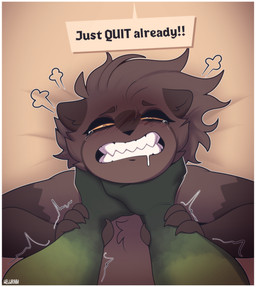 ambiguous_gender anthro arm_grab asphyxiation bodily_fluids border brown_body brown_fur brown_hair choking dialogue duo faceless_ambiguous faceless_character fur green_body hair lying mostly_offscreen_character multicolored_body multicolored_fur nude on_back saliva speech_bubble tears teeth text two_tone_body two_tone_fur violence white_border conditional_dnp welwraith deadlock_(game) valve erin_(welwraith) vyper_(deadlock) mammal english_text hi_res