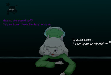 anthro black_eyes clothing ellipsis exclamation_point hair heart_pupils heart_symbol horn male offscreen_character open_mouth pupils question_mark robe solo text through_wall white_body white_hair white_pupils gothicc deltarune undertale_(series) ralsei bovid caprine darkner goat mammal english_text hi_res