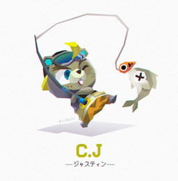 anthro blonde_hair buckteeth chibi clothing eyewear fishing_rod freckles hair hat headgear headwear male solo sunglasses teeth kiha_ki animal_crossing nintendo c.j._(animal_crossing) aquatic beaver fish mammal rodent