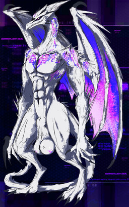 5_fingers 5_toes abs animal_genitalia anthro back_wings ball_markings balls big_balls biped circuit_markings claws fangs feet finger_claws fingers folded_wings forehead_gem gem genital_markings genitals gradient_wings long_neck male markings membrane_(anatomy) muscular muscular_male nude pecs penis purple_eyes purple_membrane saggy_balls scales sheath smile smiling_at_viewer solo spikes spikes_(anatomy) spines standing tail teeth toe_claws toes white_body white_scales wings shadowsoulful mythology fan_character alien dragon mythological_creature mythological_scalie scalie space_dragon_(metroid) 2026 absurd_res colored_sketch hi_res shaded sketch