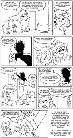 >_< abuse abused ambiguous_gender animal_abuse baby_talk bodily_fluids crying dialogue door eyes_closed female feral fluffy fur group hooves kick male male_human obscured_face open_mouth open_smile quadruped running sad satire smile speech_bubble tail tears text trio violence young marcusmaximus fluffy_pony fluffy_pony_(species) human mammal black_and_white comic english_text hi_res intralingual_translation monochrome