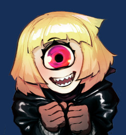 1_eye big_eyes blonde_hair clothing eyelashes female front_view hair jacket leather leather_clothing leather_jacket leather_topwear light_body light_skin looking_at_viewer monster_girl_(genre) multicolored_body multicolored_skin noseless not_furry open_mouth open_smile pale_skin pink_eyes sharp_teeth short_hair simple_background smile solo teeth topwear transparent_background two_tone_body two_tone_skin colorwrath annie_(anaid) cyclops humanoid tailclops_(race) tailclops_(species) absurd_res alpha_channel bust_portrait hi_res portrait
