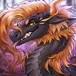black_body black_scales blep female feral gold_scales golden_mane green_eyes scales solo teeth tongue tongue_out yellow_body yellow_scales f-r95 european_mythology mythology lerrel_dragonis dragon mythological_creature mythological_scalie scalie western_dragon 1:1 2025 headshot_portrait icon portrait