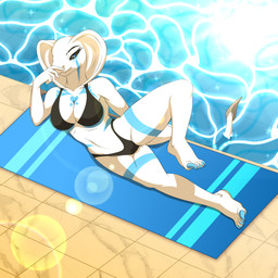 anthro clothed clothing female poolside seductive solo anonymous_artist holley_silver reptile scalie snake 1:1 absurd_res hi_res
