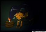 anthro blowing blowing_out_candles cake candle clothed clothing dessert eyes_closed eyewear fire food gloves goggles handwear male pokemorph solo tail text lilchu nintendo pokemon fan_character lilchu_(character) generation_1_pokemon mammal pokemon_(species) raichu rodent url