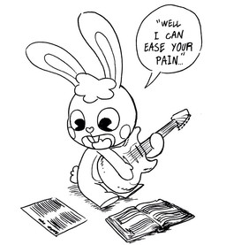 anthro book buckteeth electric_guitar fur guitar hair holding_guitar holding_musical_instrument holding_object long_ears looking_at_object looking_at_paper male musical_instrument paper pie_cut_eyes plucked_string_instrument scut_tail sheet_music short_tail simple_background singing sitting solo speech_bubble string_instrument tail teeth text three-quarter_view tongue white_background achromasloth happy_tree_friends pink_floyd cuddles_(htf) lagomorph leporid mammal rabbit 2019 digital_media_(artwork) english_text