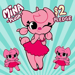 advertisement cartoon_eyes clothed clothing currency_symbol dancing dollar_sign dress female footwear pink_clothing pink_dress pink_footwear pink_nose pink_shoes plushie shoes solo symbol text toony gaturo mina_(gaturo) domestic_pig mammal suid suine sus_(pig) 1:1 animated english_text short_playtime sound video