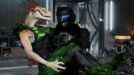 3_fingers anthro arm_quills armor breasts bridal_carry carrying_another digitigrade duo faceless_character faceless_human faceless_male female female_anthro female_on_human fingers full_armor headgear helmet human_on_anthro interspecies male male_human male_on_anthro non-mammal_breasts odst quill_hair red_quills scales tan_body tan_scales xenophilia yellow_eyes dankestafterdark pickle_juice_(modeler) halo_(series) microsoft xbox_game_studios alien human ibie'shan kig-yar mammal scalie 16:9 3d_(artwork) digital_media_(artwork) hi_res widescreen