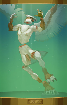 anthro areola balls beak bubble corpse death decapitation dismemberment feathered_wings feathers feet fingers flaccid fully_submerged genitals gore gore_focus humanoid_genitalia humanoid_penis male male_death nipples nude on_display open_beak open_mouth pecs penis severed_arm severed_body_part severed_foot severed_head severed_leg severed_limb severed_wing snuff solo tail tail_feathers text toes water wings conquistabear avian bird digital_media_(artwork) hi_res